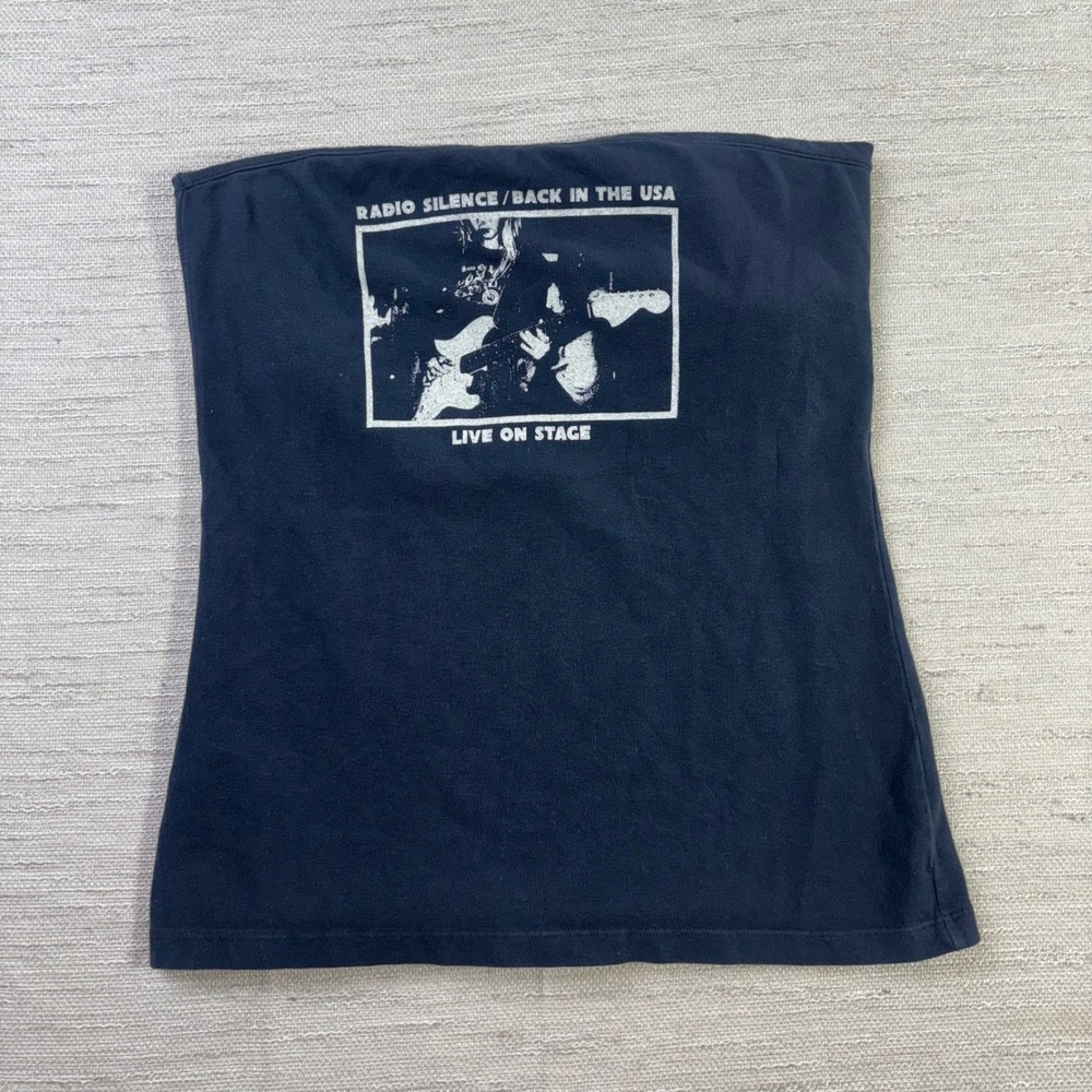 Brandy Melville Navy Radio Silence Back in the USA Graphic Tube Top Strapless